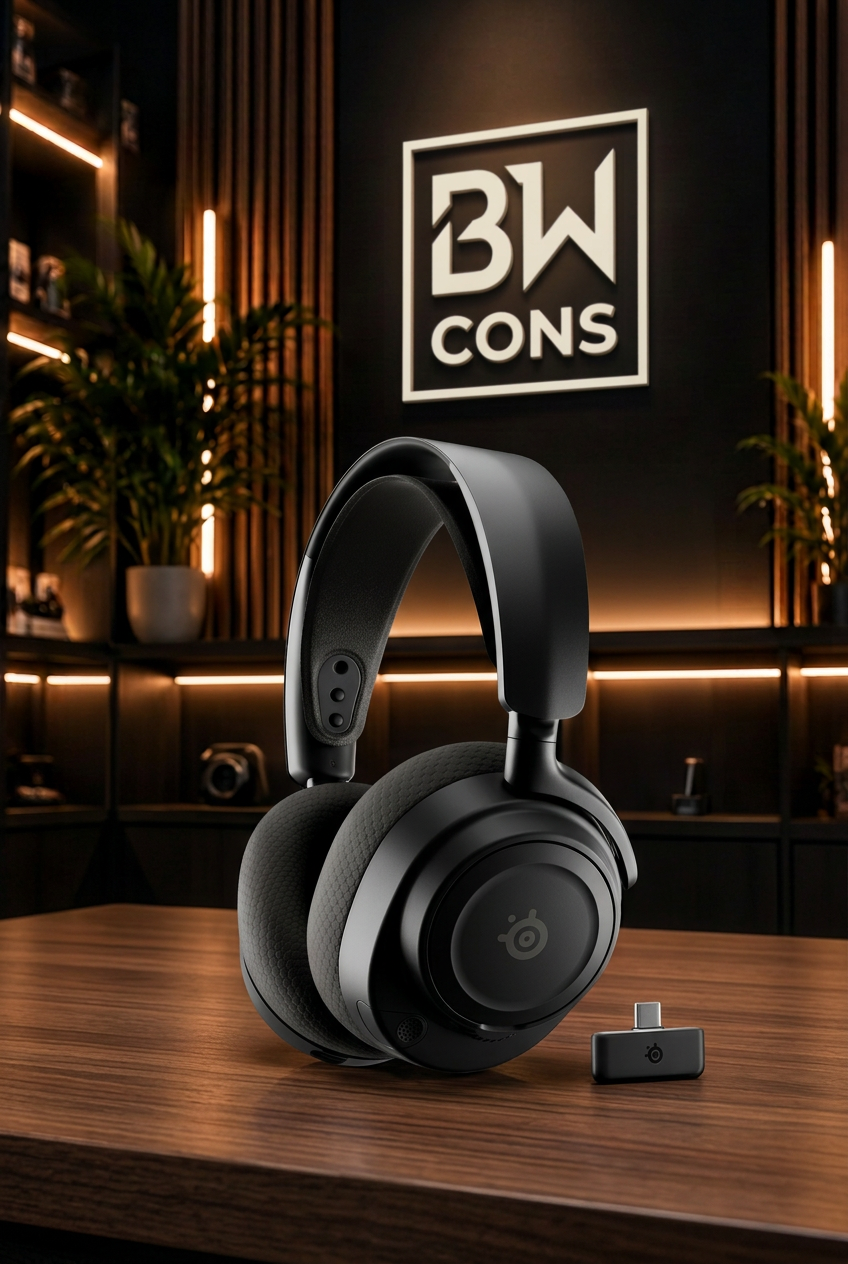 Sort SteelSeries Arctis Nova 7 Wireless Gen 2 med USB-C-dongle i BW CONS showroom